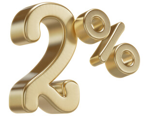 3D Golden 2 Percent Discount Number Sale