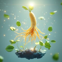 Underwater Magic Garden An Ethereal Carrot Plant Rooted in Mystery and Surrounded by Life Force