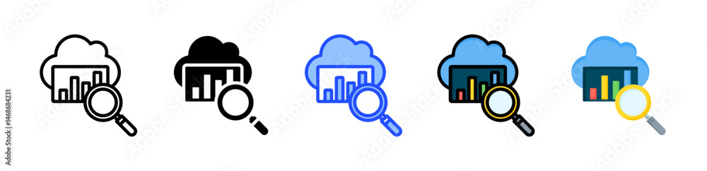 Poster cloud analytics icon collection with multiple styles