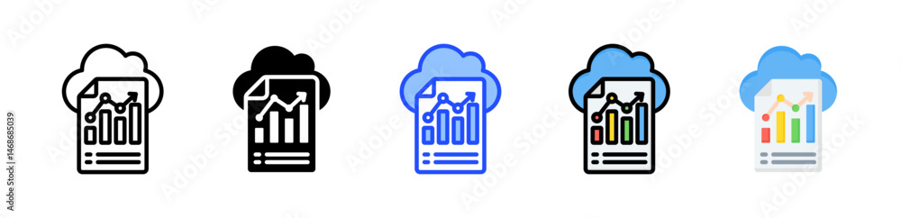 Poster data cloud icon collection with multiple styles