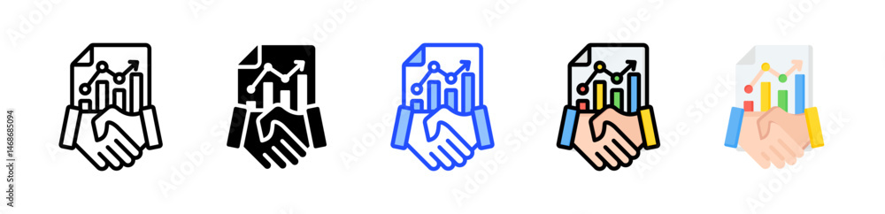 Poster Handshake Icon Collection With Multiple Styles