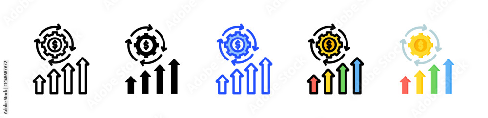 Poster competitive advantage icon collection with multiple styles