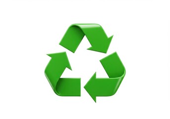 Obraz premium Three Dimensional Green Recycling Symbol Isolated on White Background