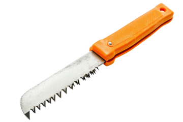 Folding utility knife with serrated blade