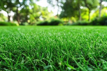 Lush green grass field in a park