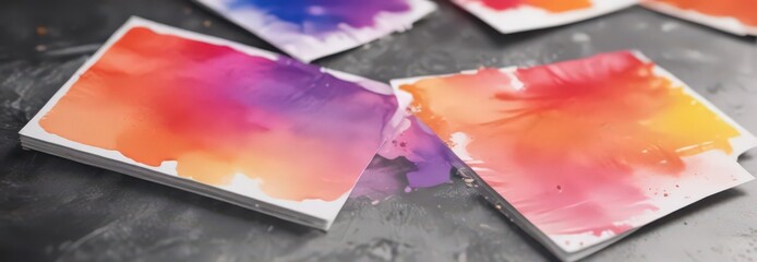 Vibrant watercolor washes, ideal for business cards & flyers , colorful, poster, announcement
