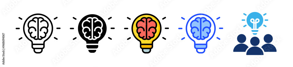 Poster brainstorm icon collection with multiple styles