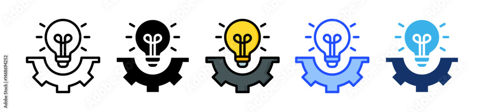 Poster creativity icon collection with multiple styles