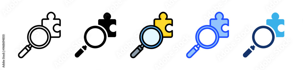 Poster problem analysis icon collection with multiple styles