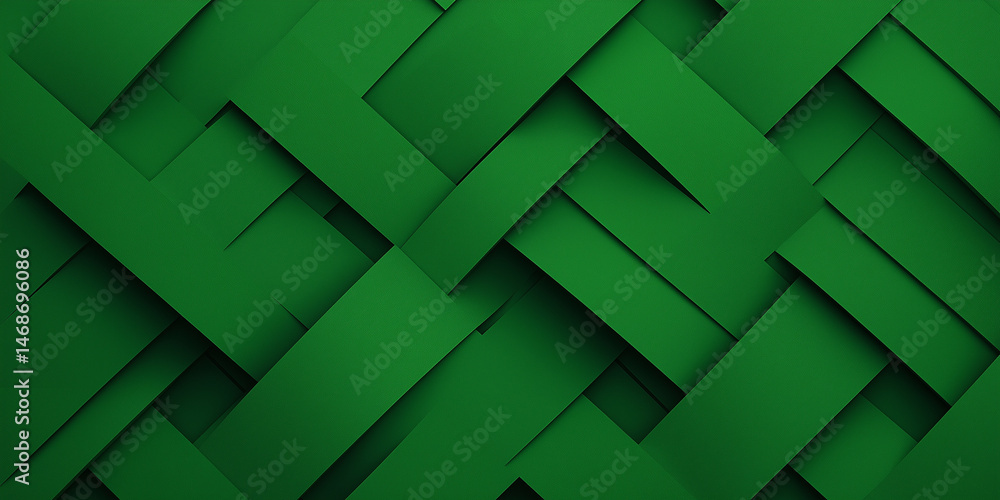Aufkleber modern abstract green geometric background with overlapping paper cut elements creating a textured d