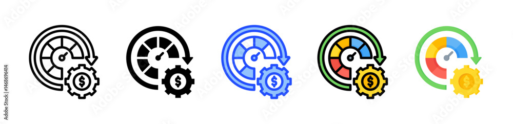 Poster sales acceleration icon collection with multiple styles