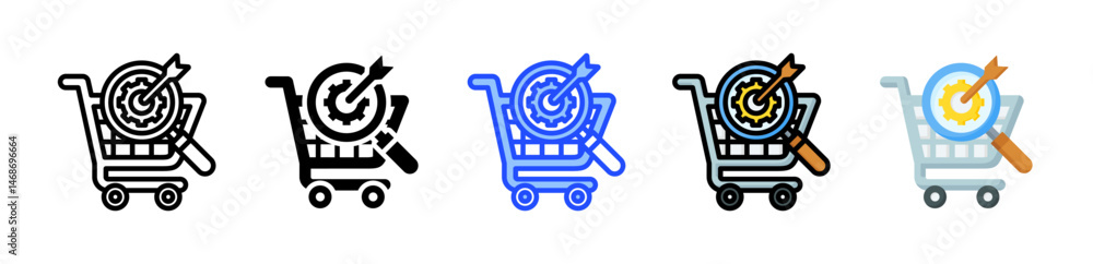 Poster sales effectiveness icon collection with multiple styles