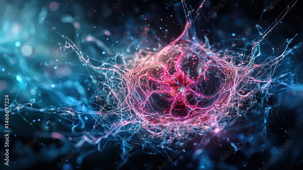 Poster Dynamic fractal patterns emerge in cosmic light abstract art digital space sci-fi vibe surreal aesthetic