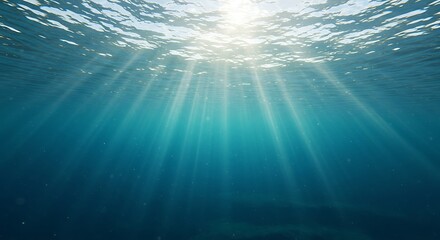 Obraz premium Ocean Sunlight Rays Underwater Scene