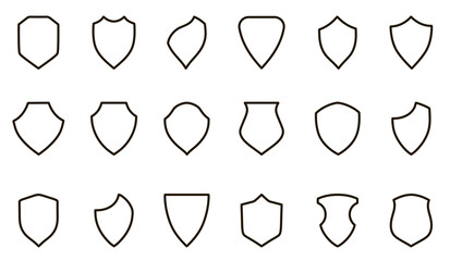 Outline shield guard set icon isolated Sketch filled flat. vector