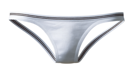 Stylish White Underwear: A close-up studio shot of a pristine, modern white thong-style underwear, showcasing clean lines and contemporary design.
