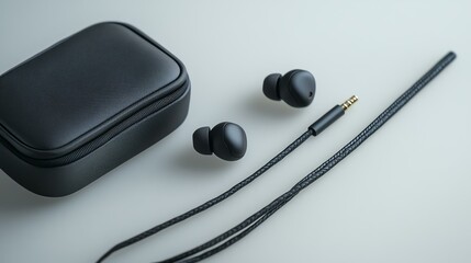 Wireless earbuds and charging case set.