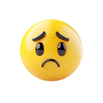 Naklejki Sad yellow emoticon 3D rendering unhappy face emoji