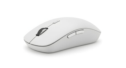 Sleek White Wireless Computer Mouse on White Background