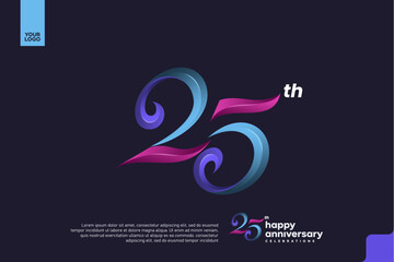 Colorful 25th Anniversary Celebration Design with Artistic Gradient Number and Dark Background