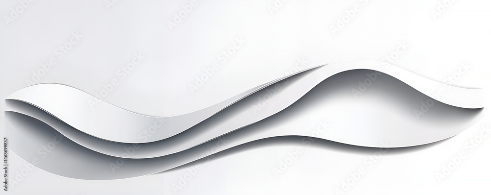 Poster abstract 3d rendering of flowing white paper or cotton fabric waves with elegant soft texture and su