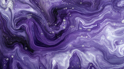 Obraz premium Abstract experimental photography close up shot of swirling ink in water royal violet and platinum white blending seamlessly into otherworldly organic pattern of heavenly ripple mesmerizing