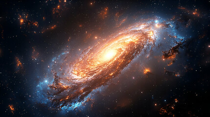 Celestial spiral galaxy ablaze with vibrant colors.