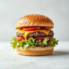 Juicy Beef Burger on white background