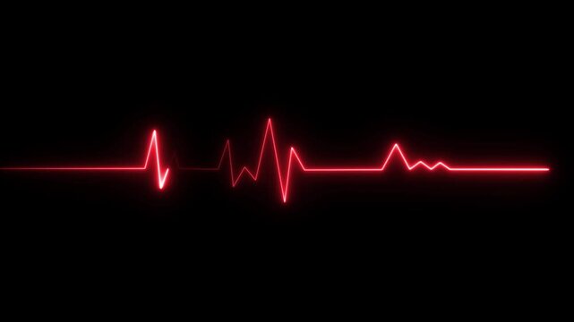 Cardiogram heartbeat heat pulse glowing red light loop animated background. cardiogram line icon animation. seamless loop motion graphic.