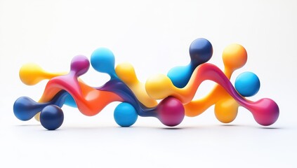 Abstract colorful 3D flowing interconnected spheres