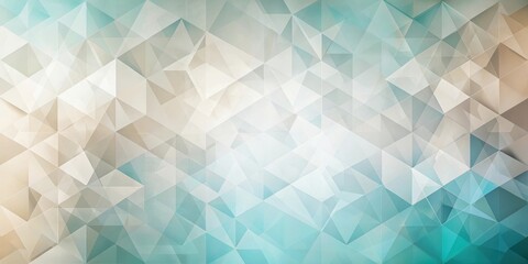 Fototapeta premium Abstract art piece with soft teal and beige gradient background featuring geometric shapes in white and gray colors