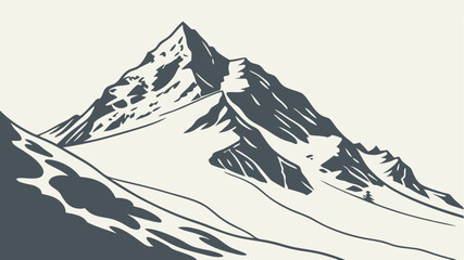 Majestic Mountain Peak Covered in Snow and Ice