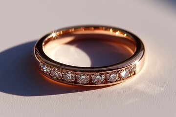 Rose gold band with diamonds