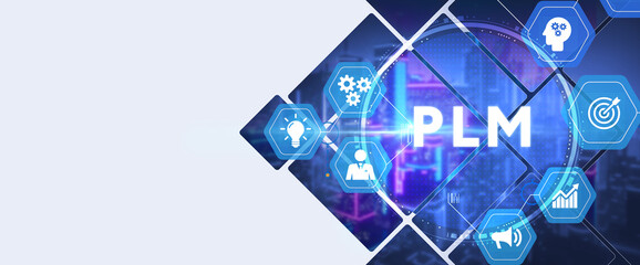 PLM Product lifecycle management system technology concept. Technology, Internet and network concept. 3d illustration