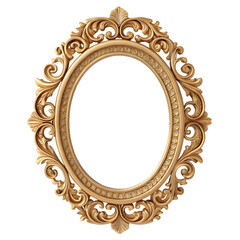 Ornate Gold Oval Frame Antique Decorative Picture Frame on transparent background