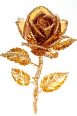 Golden crystal rose with rhinestone embellishment