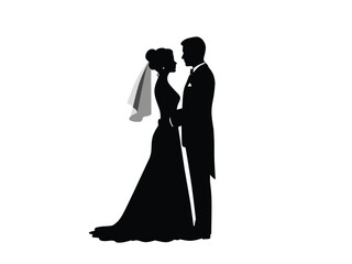 silhouette of bride and groom for wedding design

