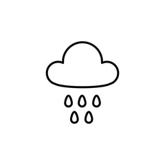Rainy cloud icon on white background