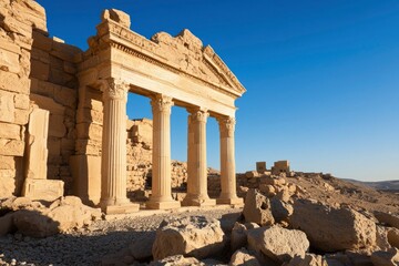 Obraz premium Ancient Temple Ruins in Desert Landscape