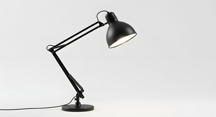Modern Black Adjustable Desk Lamp on White Background