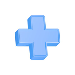 plus medical icon 3d rendering blue color