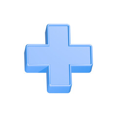 plus medical icon 3d rendering blue color