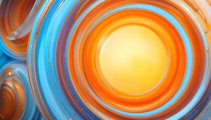 Vector Background of Orange Yellow Circle with Abstract 3D Style and Dynamic Contour Concept for Modern Design