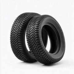 Obraz premium Two black tires with textured tread.