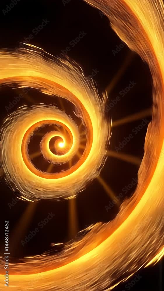 Poster spiraling flame abstract pattern in dark background