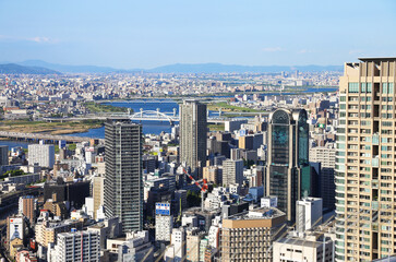 Osaka, Japan - town on the shore of Yodo river