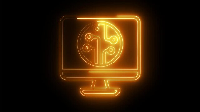 animated digital monitor icons on black background.