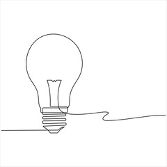 Continuous one line drawing of electric light bulb Concept ideas business vector illustration