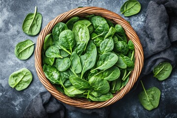Fresh spinach leaves in a wooden bowl (1)