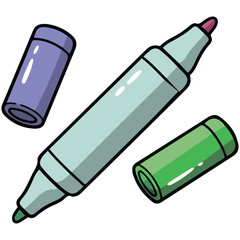 Fine liner markers art isolated vector illustration on white background